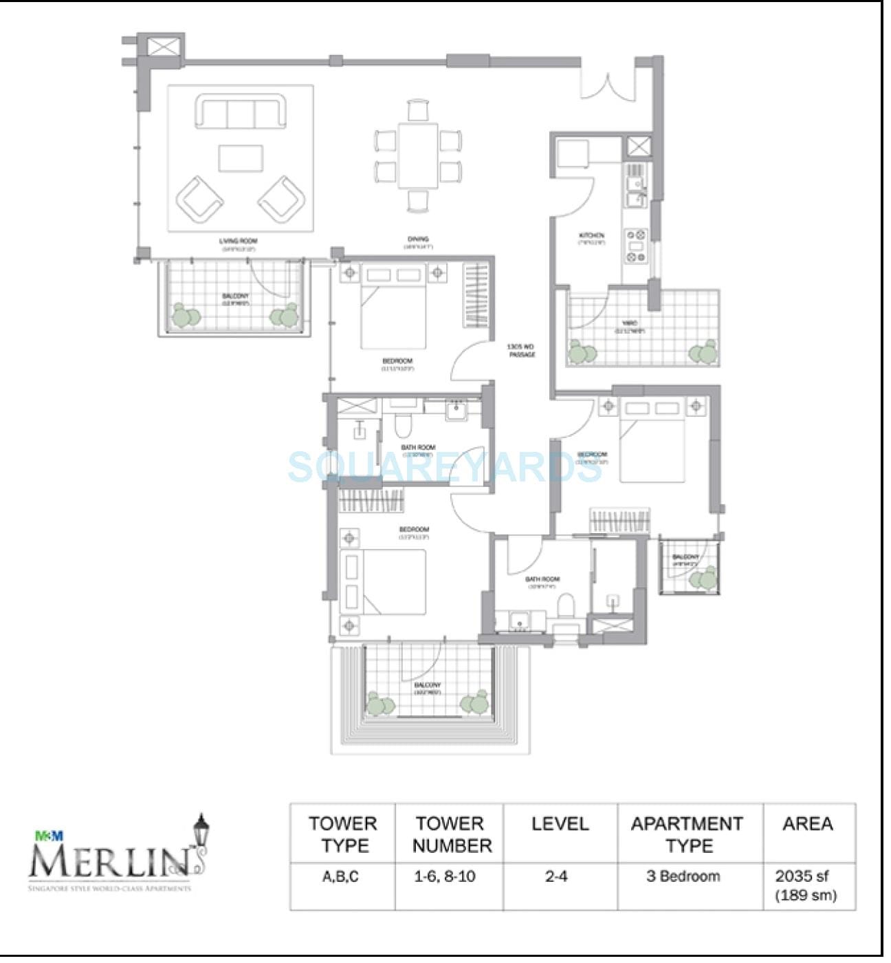Other, m3m-merlin 3 Bedroom 2035 Sq.Ft. Apartment In Sector 67 Gurgaon 9310634