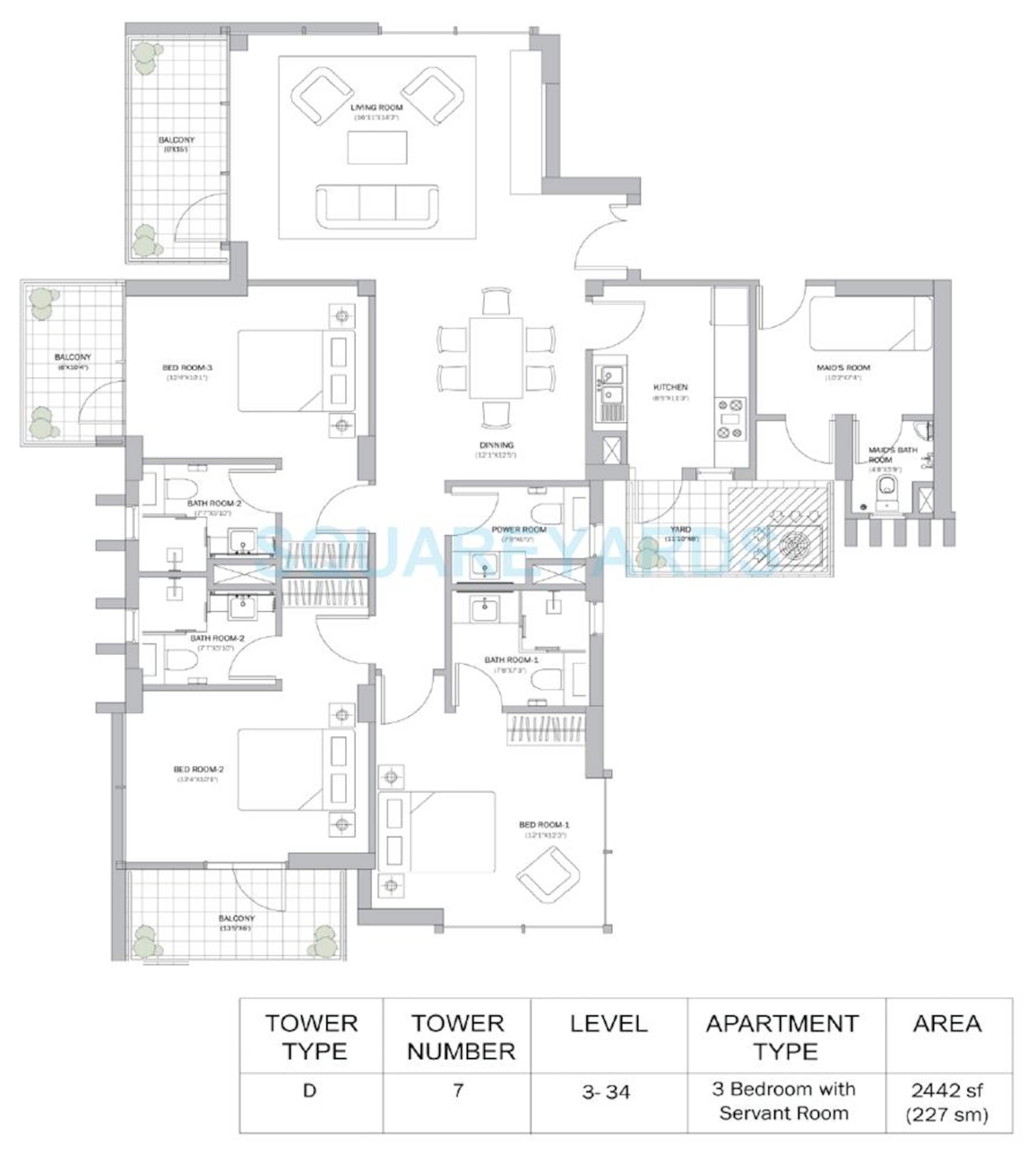 Rental 3 Bedroom 2442 Sq.Ft. Apartment in M3M Merlin, Sector 67 Gurgaon