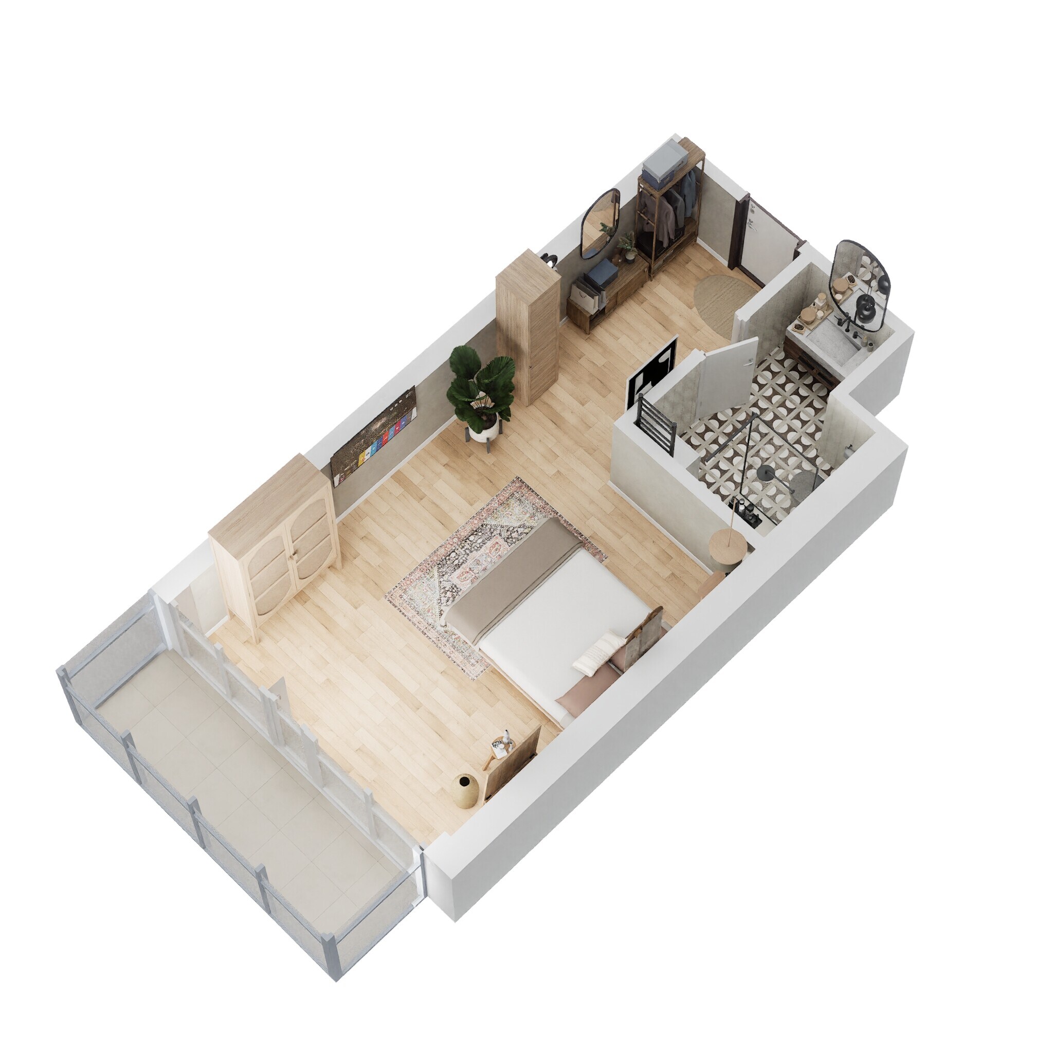 Floor plan of 1 BHK 585 Sq. Ft. Studio in M3M One Key Resiments, Gurgaon