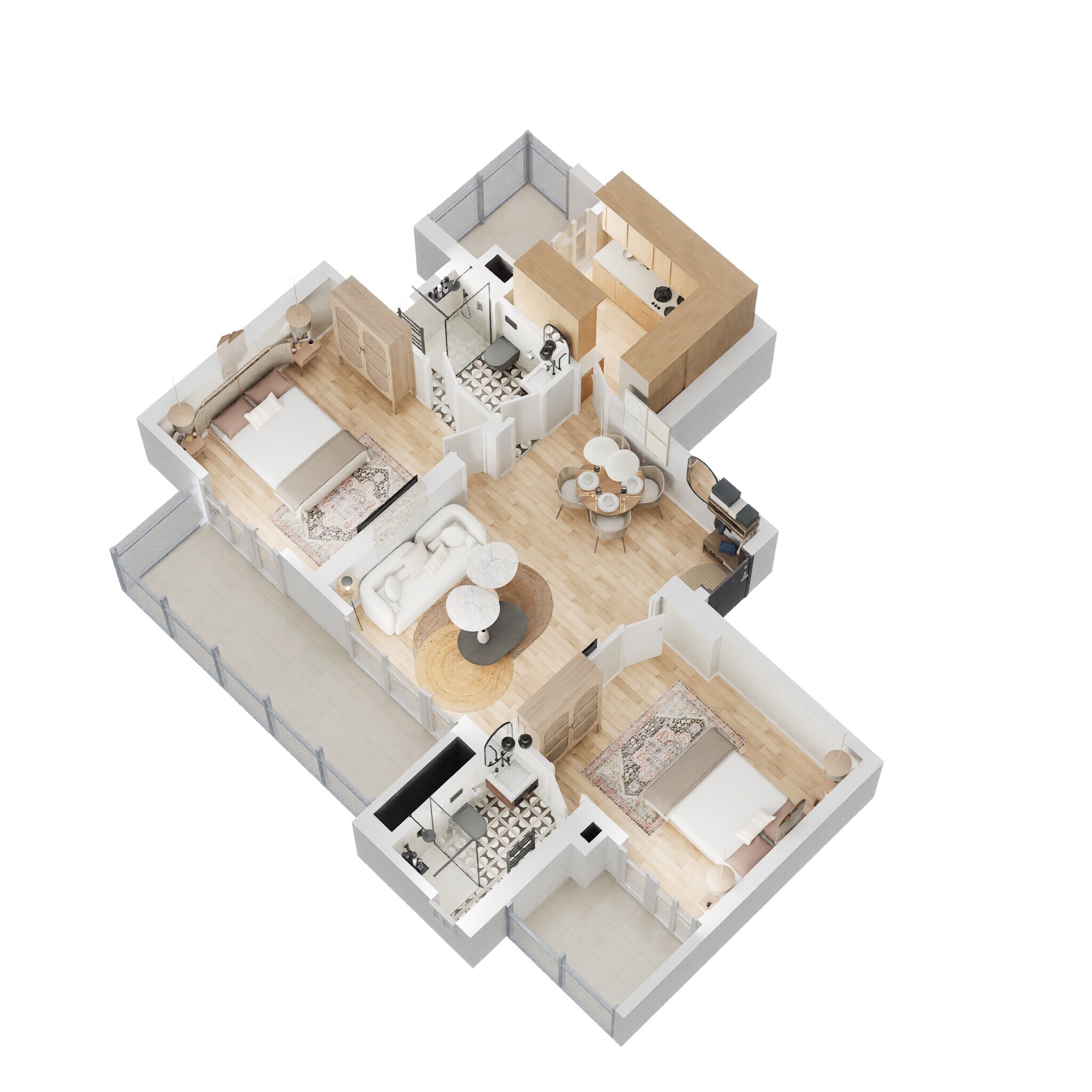 Floor plan of 2 BHK 1310 Sq. Ft. Apartment in M3M Sky City, Gurgaon