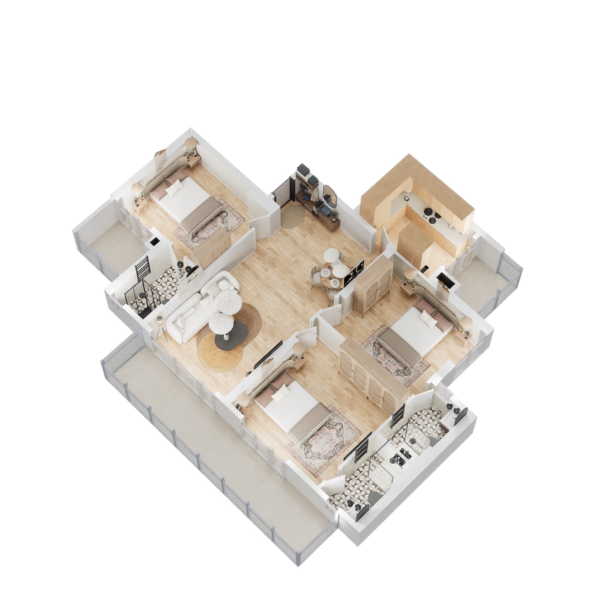 Floor plan of 3 BHK 1828 Sq. Ft. Apartment in M3M Sky City, Gurgaon