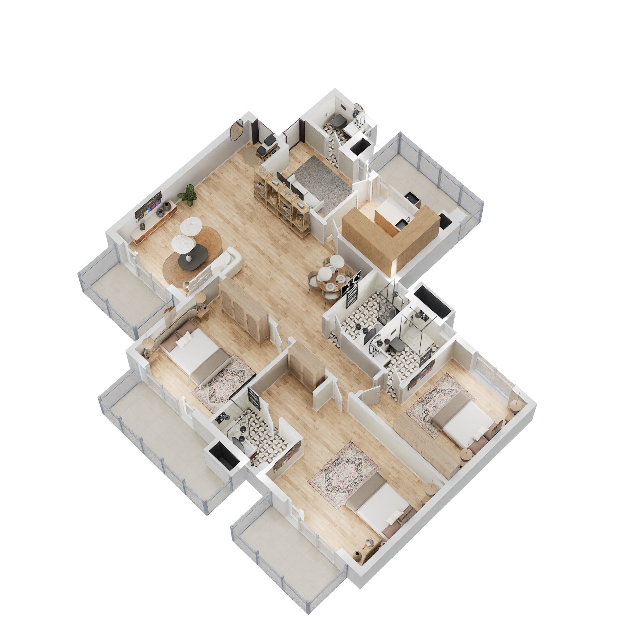 Floor plan of 3 BHK 2361 Sq. Ft. Apartment in M3M Woodshire, Gurgaon