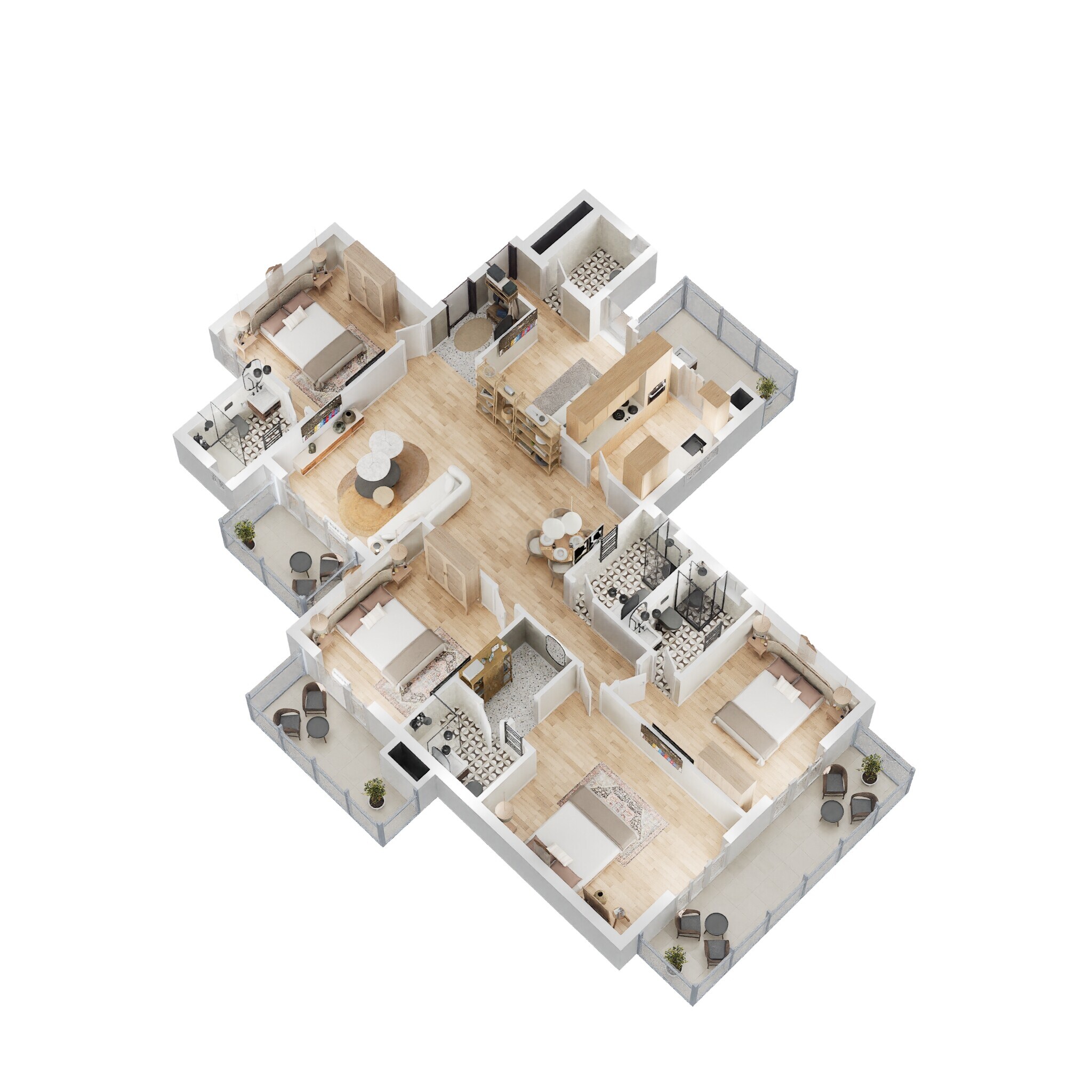 Floor plan of 4 BHK 3606 Sq. Ft. Apartment in M3M Woodshire, Gurgaon