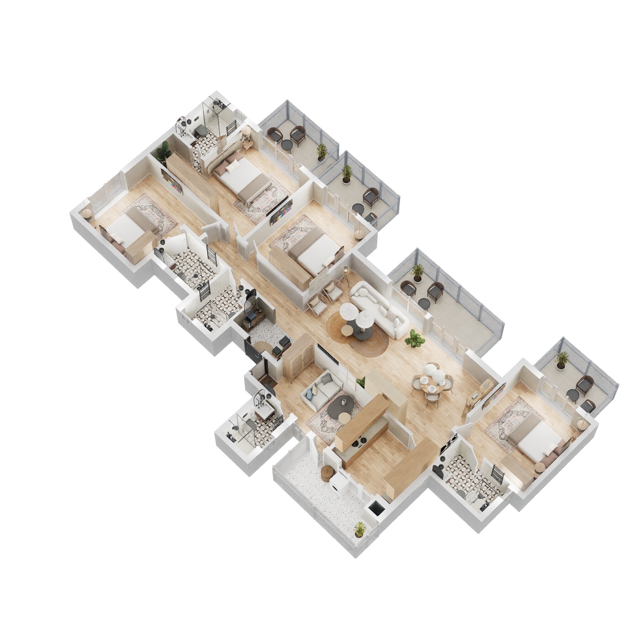 Floor plan of 4 BHK 2768 Sq. Ft. Apartment in M3M Woodshire, Gurgaon