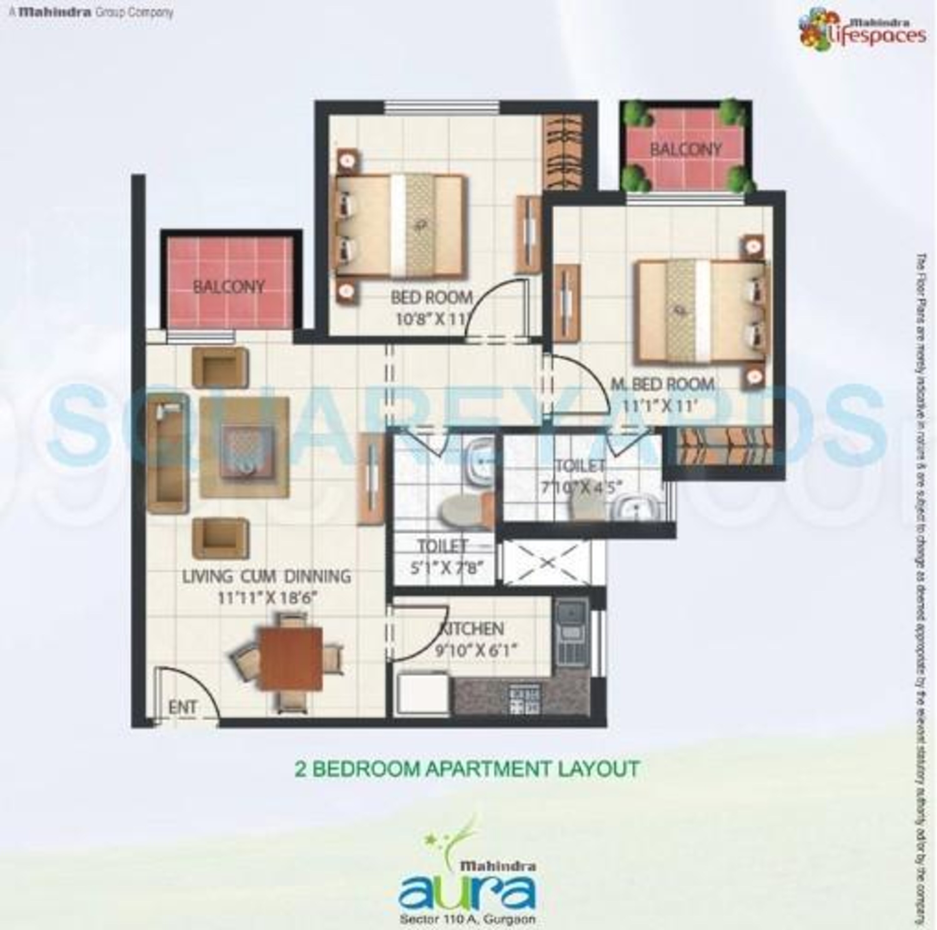 mahindra aura apartment 2bhk 950sqft 1