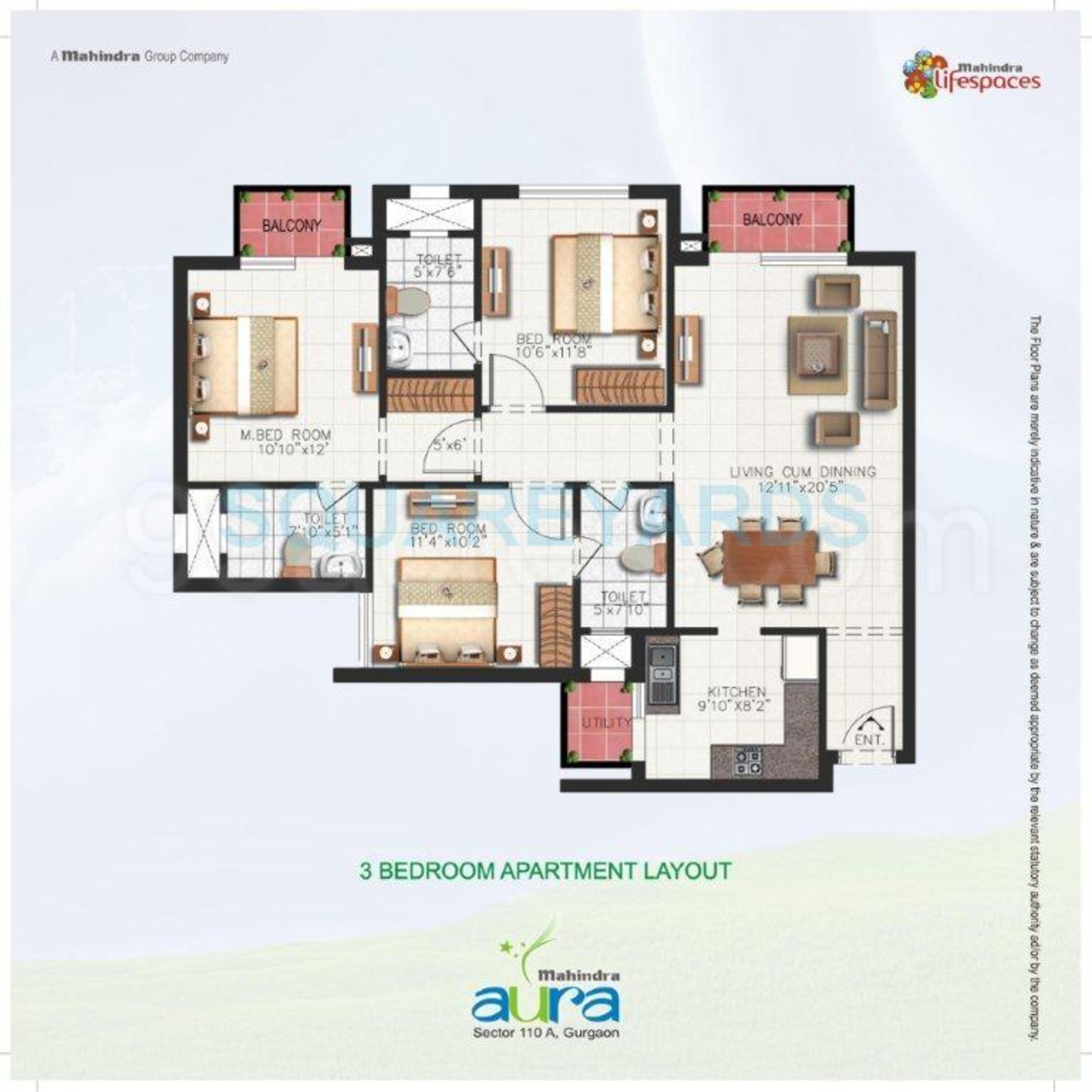 mahindra aura apartment 3bhk 1350sqft 1