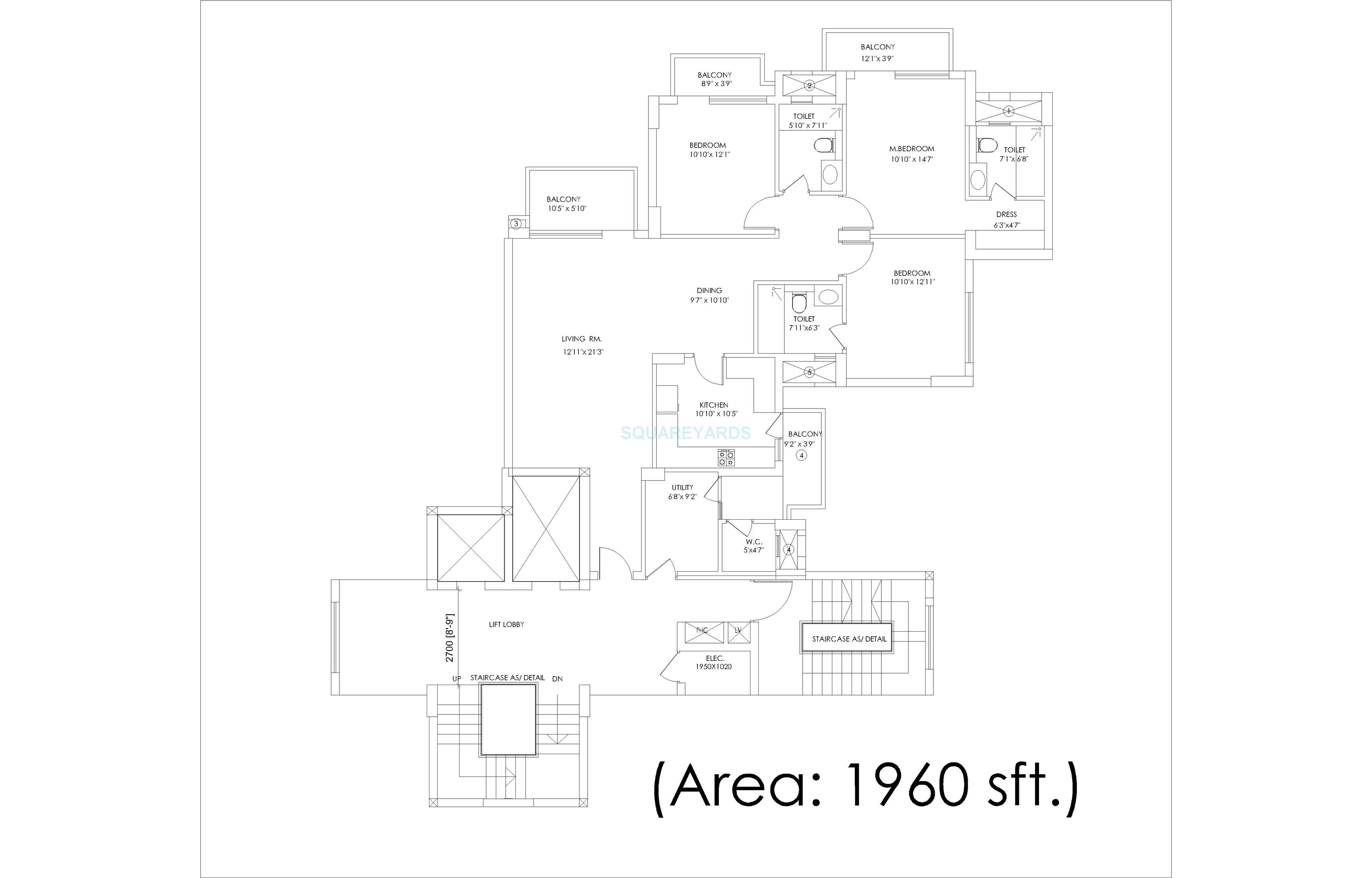 mahindra aura apartment 3bhk sq 1960sqft 1