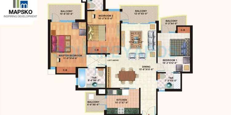 mapsko casa bella apartments apartment 3bhk 3toilet 1690sqft 1