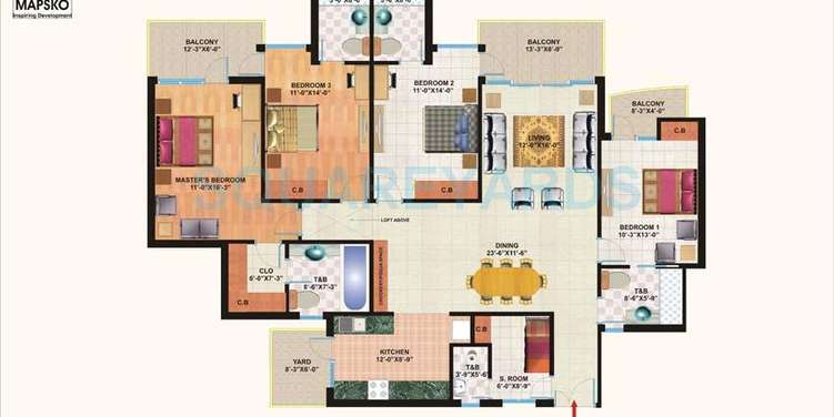 mapsko casa bella apartments apartment 4bhk 4toilet sq 2535sqft 1