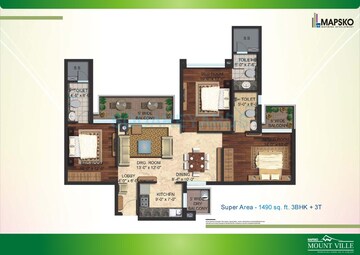  3 BHK Apartment at Mapsko Mount Ville, Sector 79 – for Rent