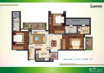  3 BHK Apartment at Mapsko Mount Ville, Sector 79 – for Rent