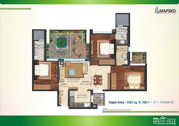  3 BHK Apartment at Mapsko Mount Ville, Sector 79 – for Rent
