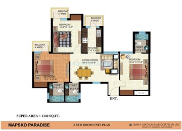  3 BHK Apartment at Mapsko Paradise, Sector 83 – for Sale