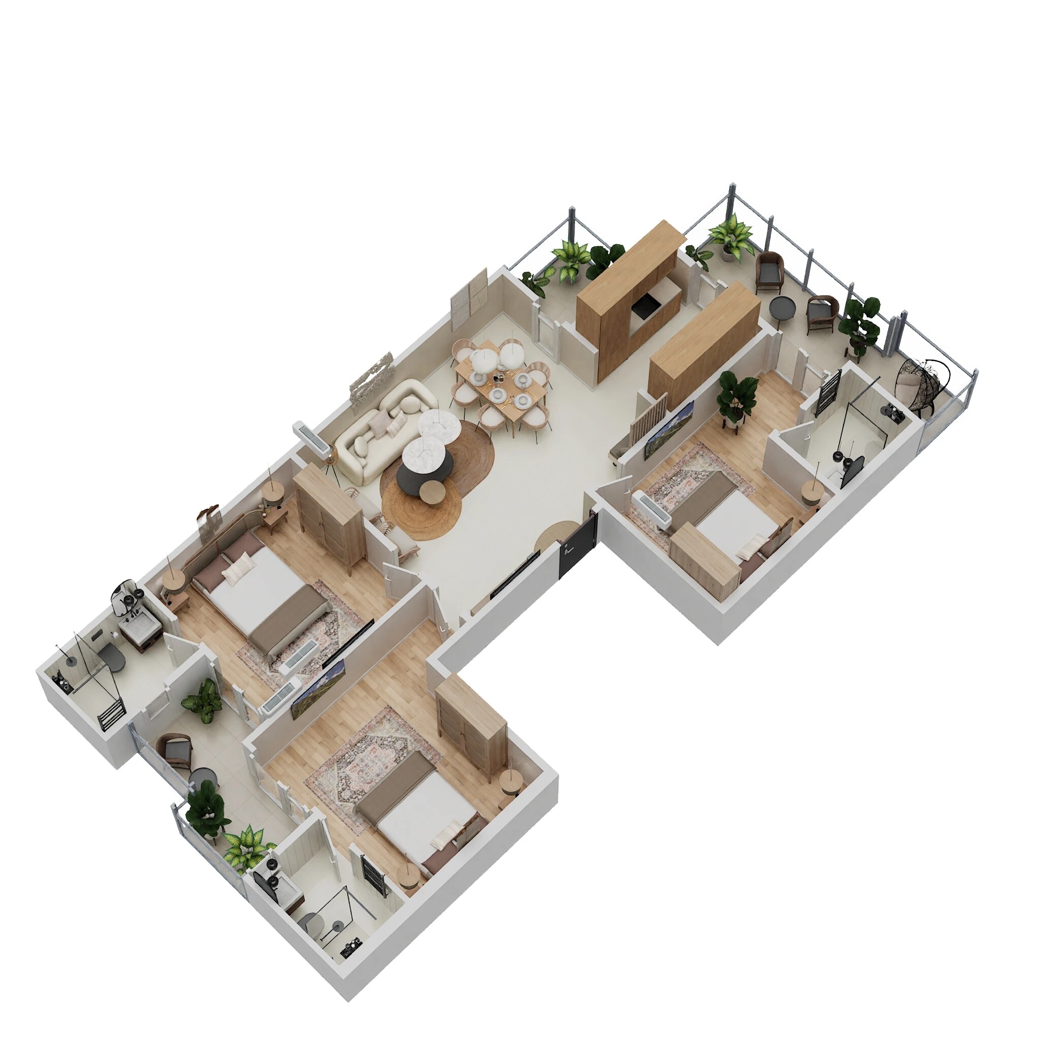 Floor plan of 3 BHK 1525 Sq. Ft. Apartment in Meffier The Golden City Floors, Gurgaon