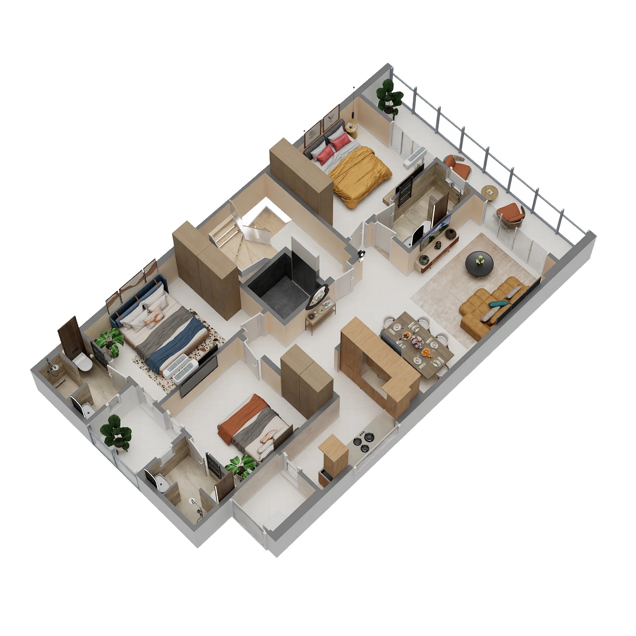 Floor plan of 3 BHK 1530 Sq. Ft. Ind Floor in MKS County, Gurgaon