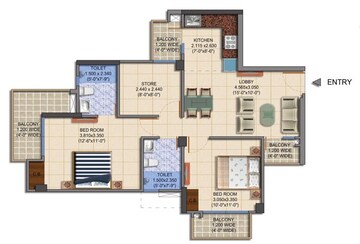  2 BHK Apartment at MRG The Balcony, Sector 93 – for Rent