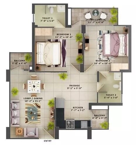  2 BHK Apartment at MRG The Meridian, Sector 89 – for Rent