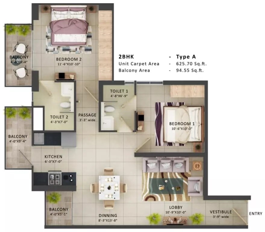 Other, mrg-the-meridian 2 Bedroom 626 Sq.Ft. Apartment In Sector 89 Gurgaon 7435997