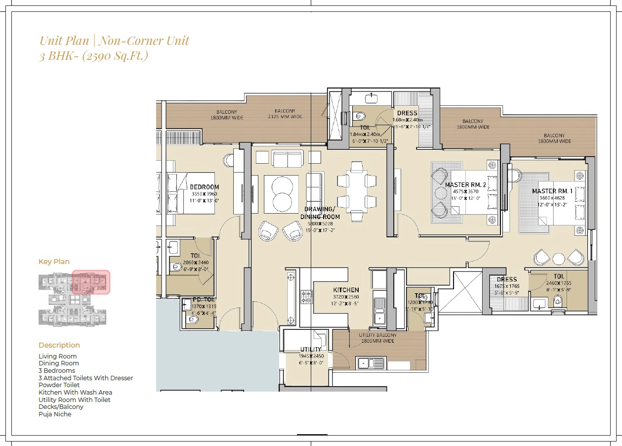 3 BHK 2590 Sq. Ft. Apartment in Navraj The Kingstown Heights