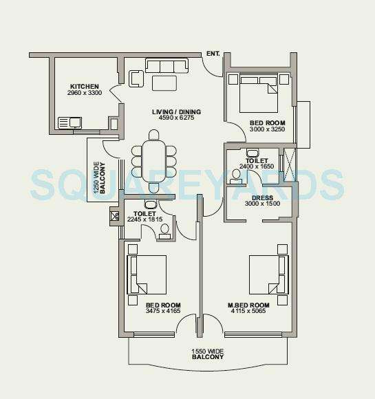 3 BHK 1630 Sq. Ft. Apartment in NBCC Green View