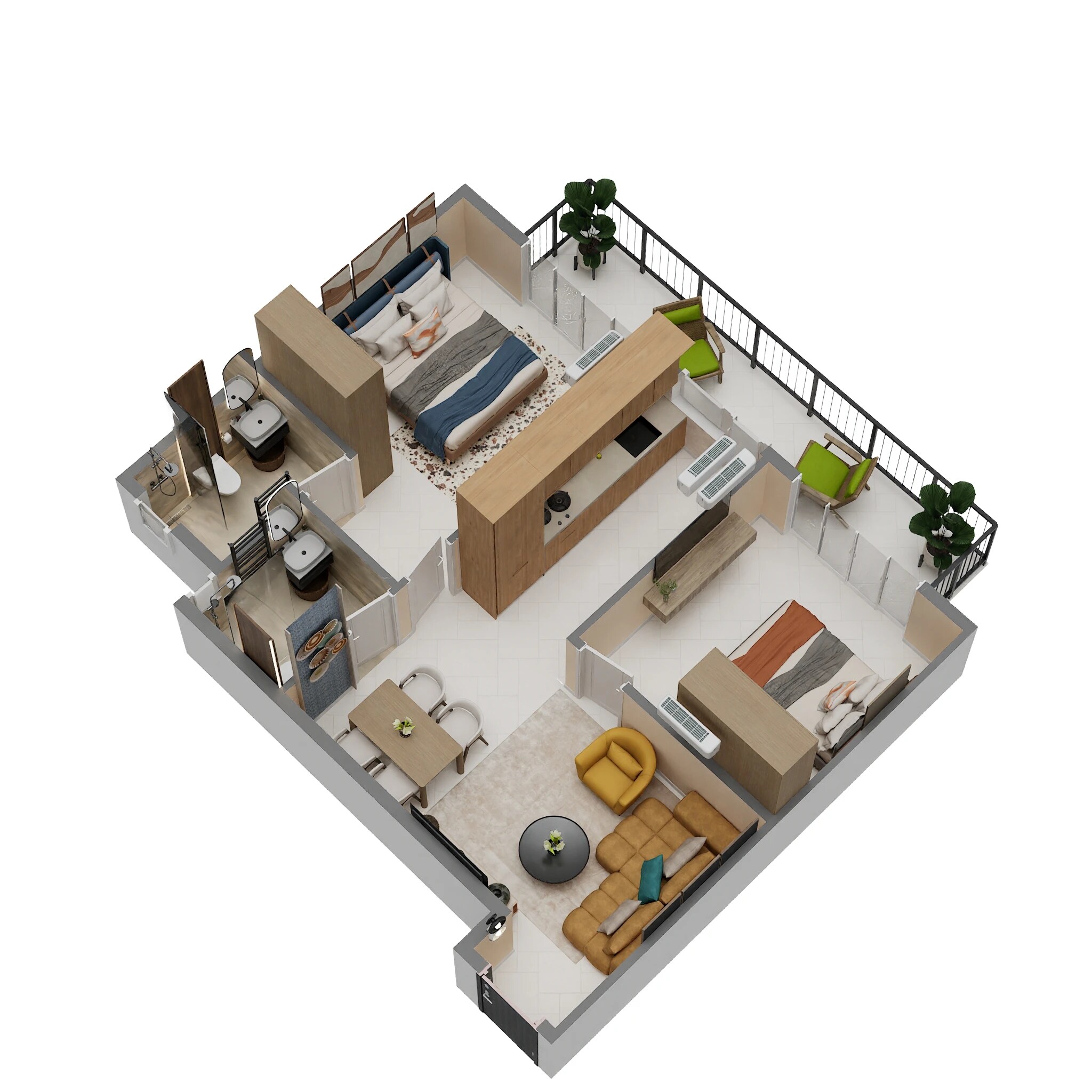 Floor plan of 2 BHK 549 Sq. Ft. Apartment in Nowara Nakshatra, Gurgaon