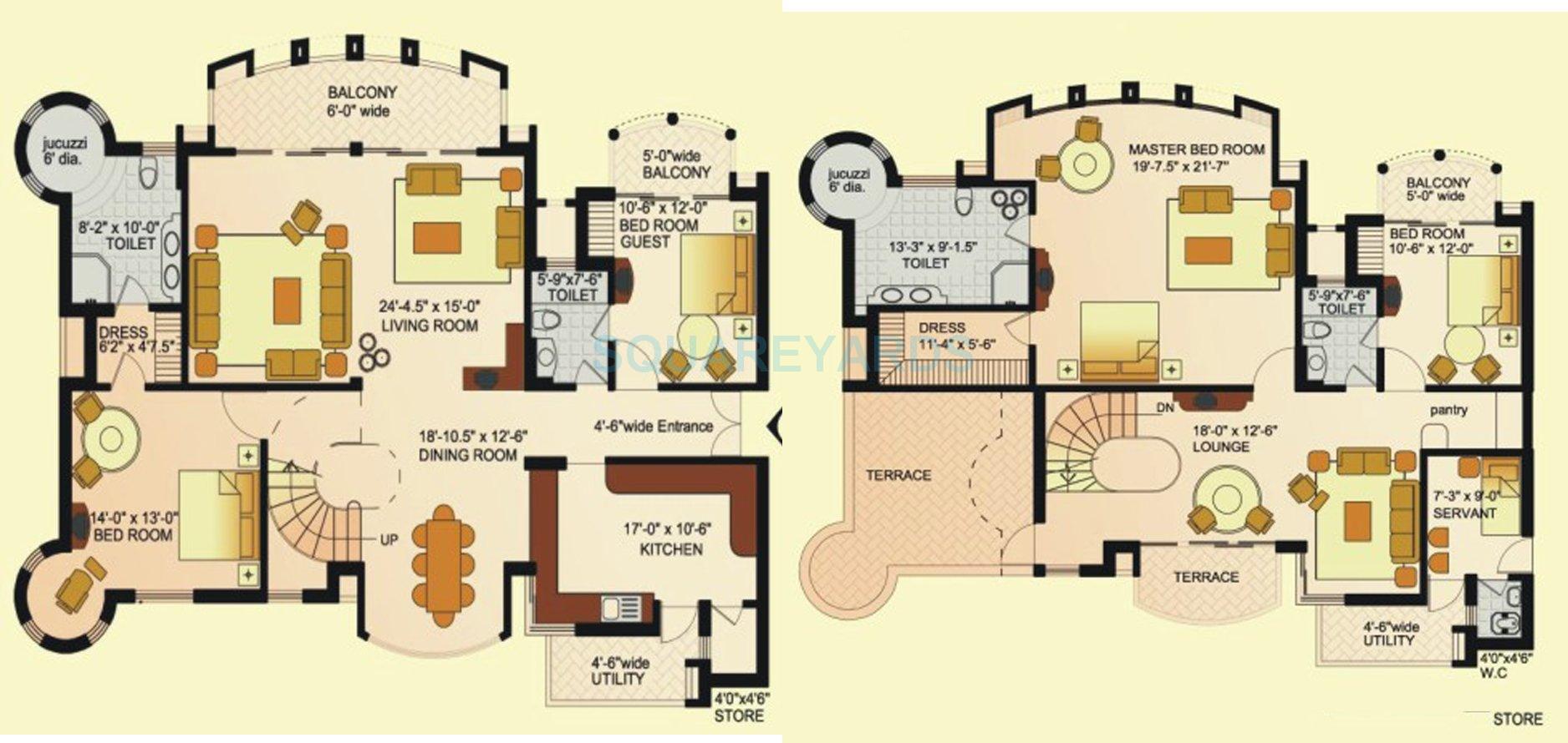 Floor plan of 4 BHK Penthouse - 4040 sq. ft. in Omaxe The Nile, Gurgaon