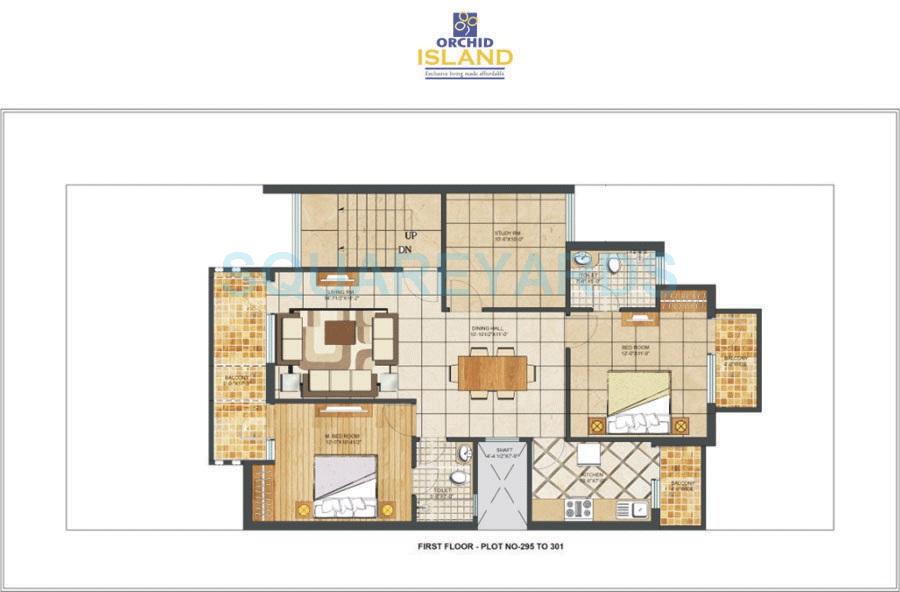 Floor plan of 2 BHK 1199 Sq. Ft. Ind Floor in Orchid Island, Gurgaon