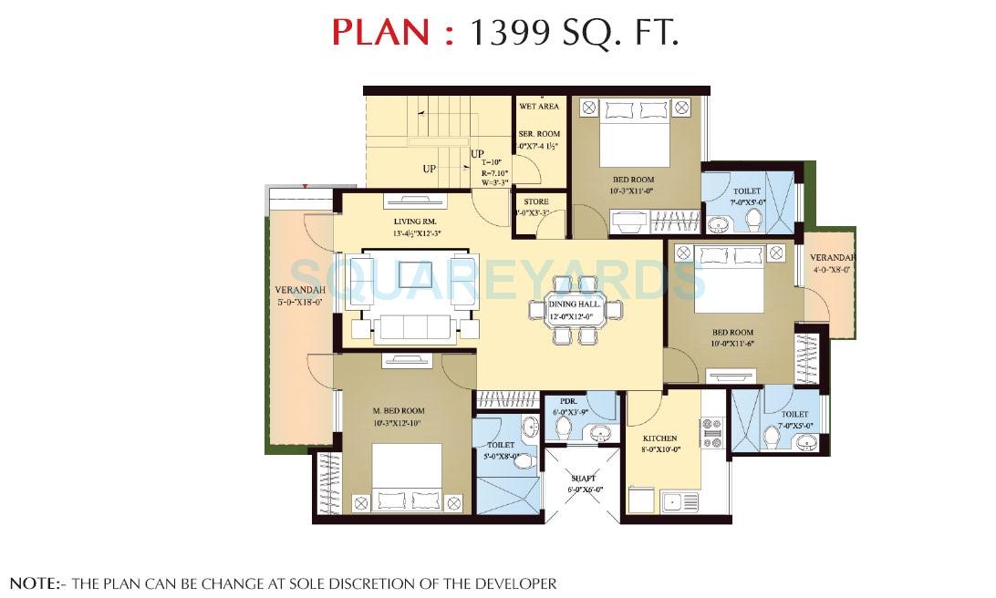 3 BHK 1399 Sq. Ft. Ind Floor