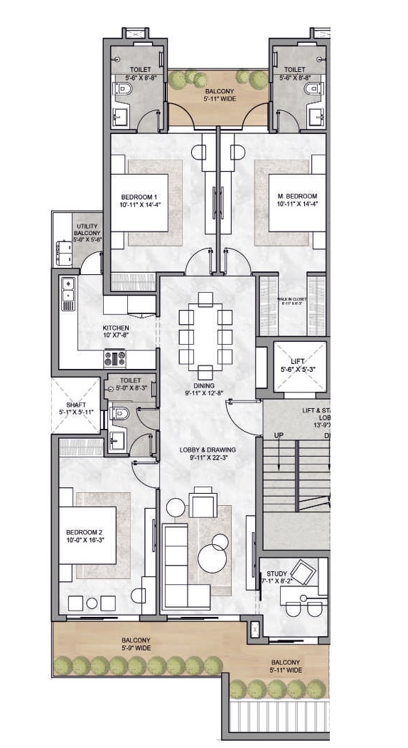 3 BHK 1252 Sq. Ft. Ind Floor in Orchid Ivy Floors