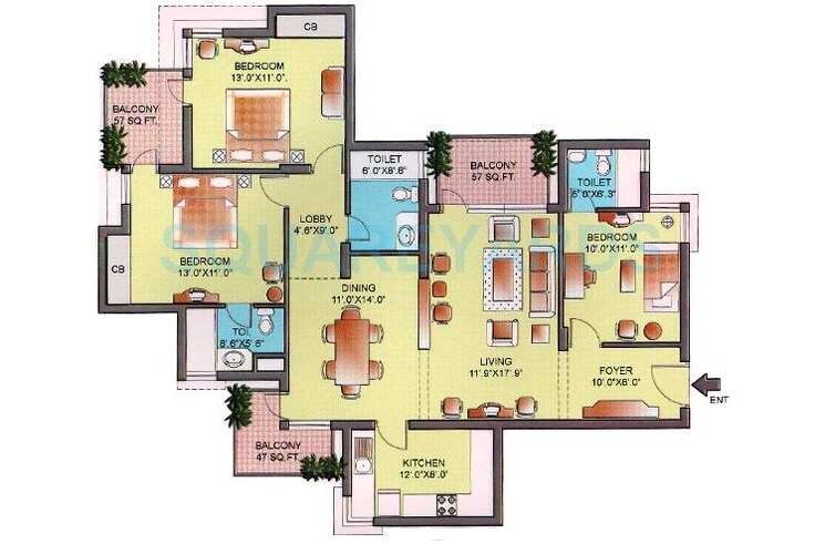 Other, orchid-petals 3 Bedroom 1805 Sq.Ft. Apartment In Sector 49 Gurgaon 8676668