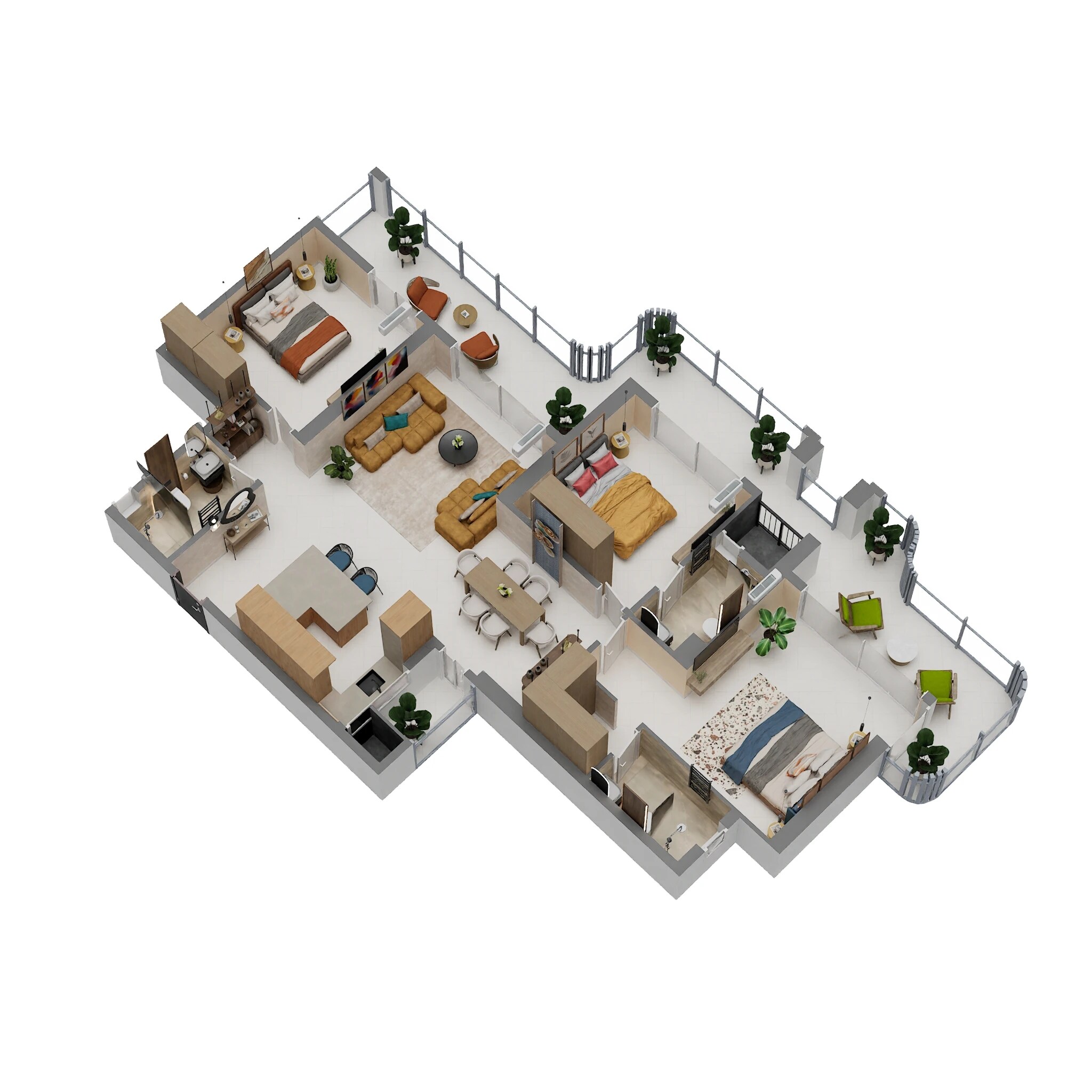 Floor plan of 3 BHK 2350 Sq. Ft. Apartment in Origen The Oryza, Gurgaon