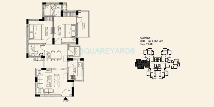 orris carnation residency apartment 2bhk 1075sqft 1
