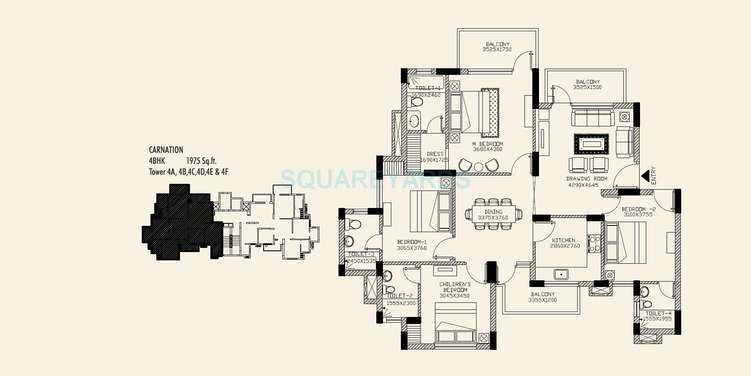 orris carnation residency apartment 4bhk 1975sqft 1