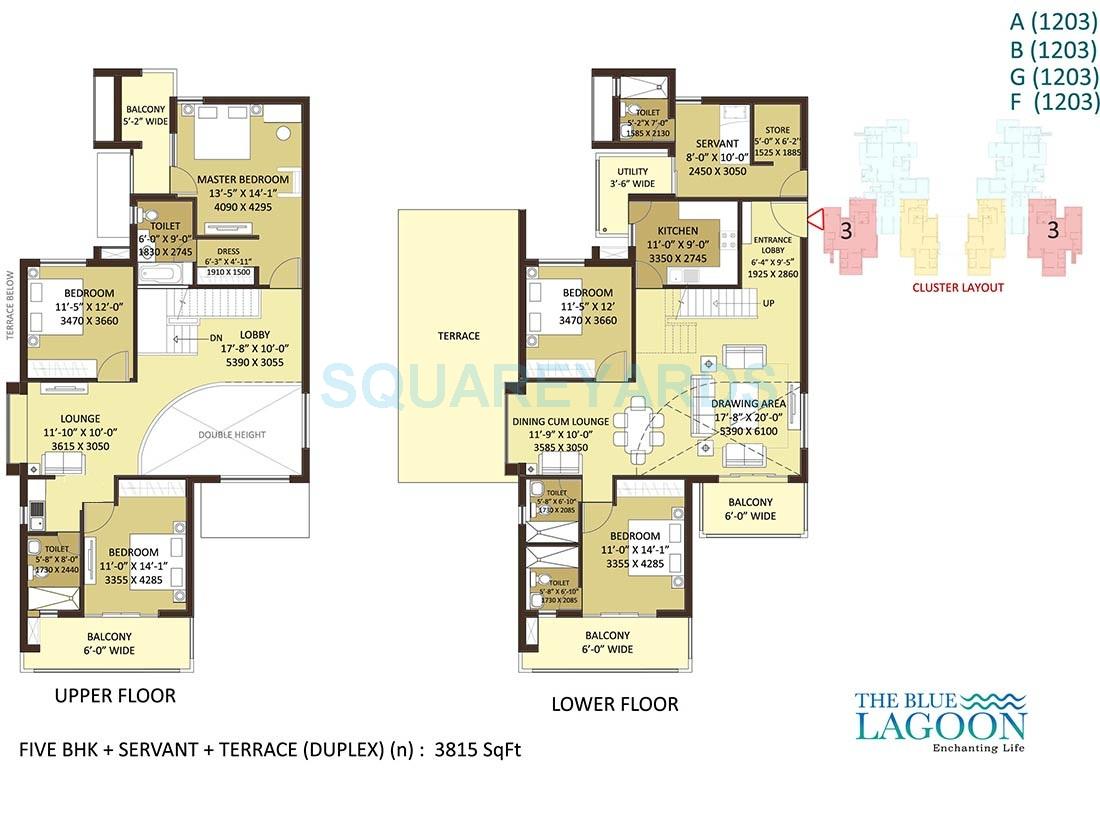 Floor plan of 5 BHK 3815 Sq. Ft. Apartment in Orris The Blue Lagoon, Gurgaon