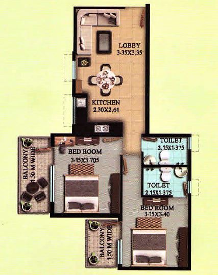 osb golf heights apartment 2bhk 565sqft 1