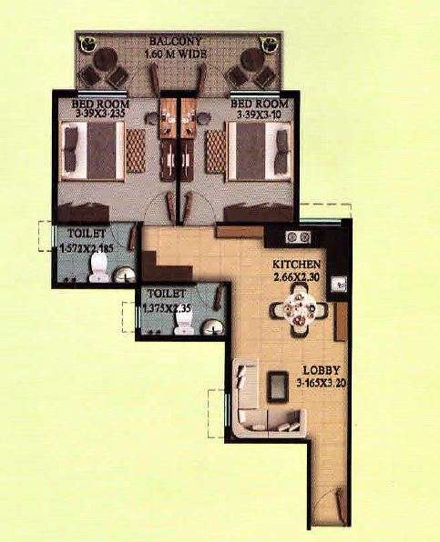 osb golf heights apartment 2bhk 574sqft 1