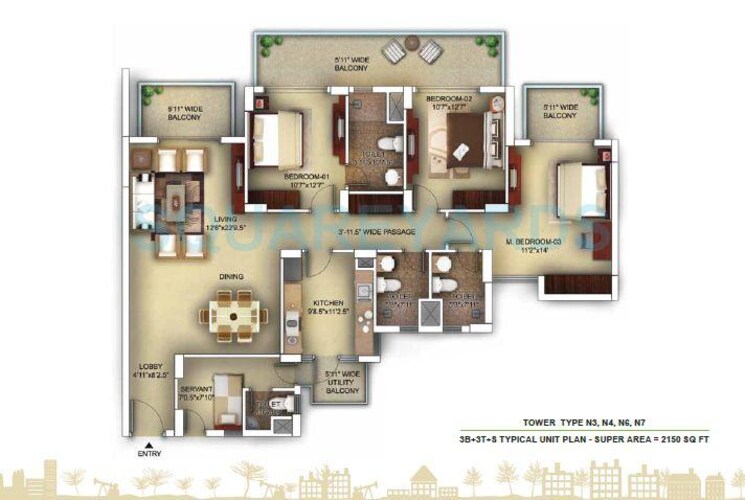 Other, paras-irene 3 Bedroom 2150 Sq.Ft. Apartment In Sector 70a Gurgaon 7809481