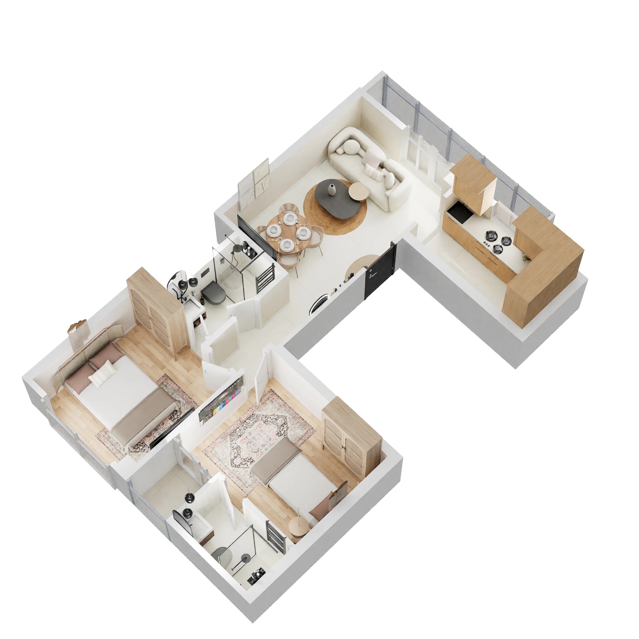 Floor plan of 2 BHK 1121 Sq. Ft. Ind Floor in Paras The Florett Enqlave, Gurgaon