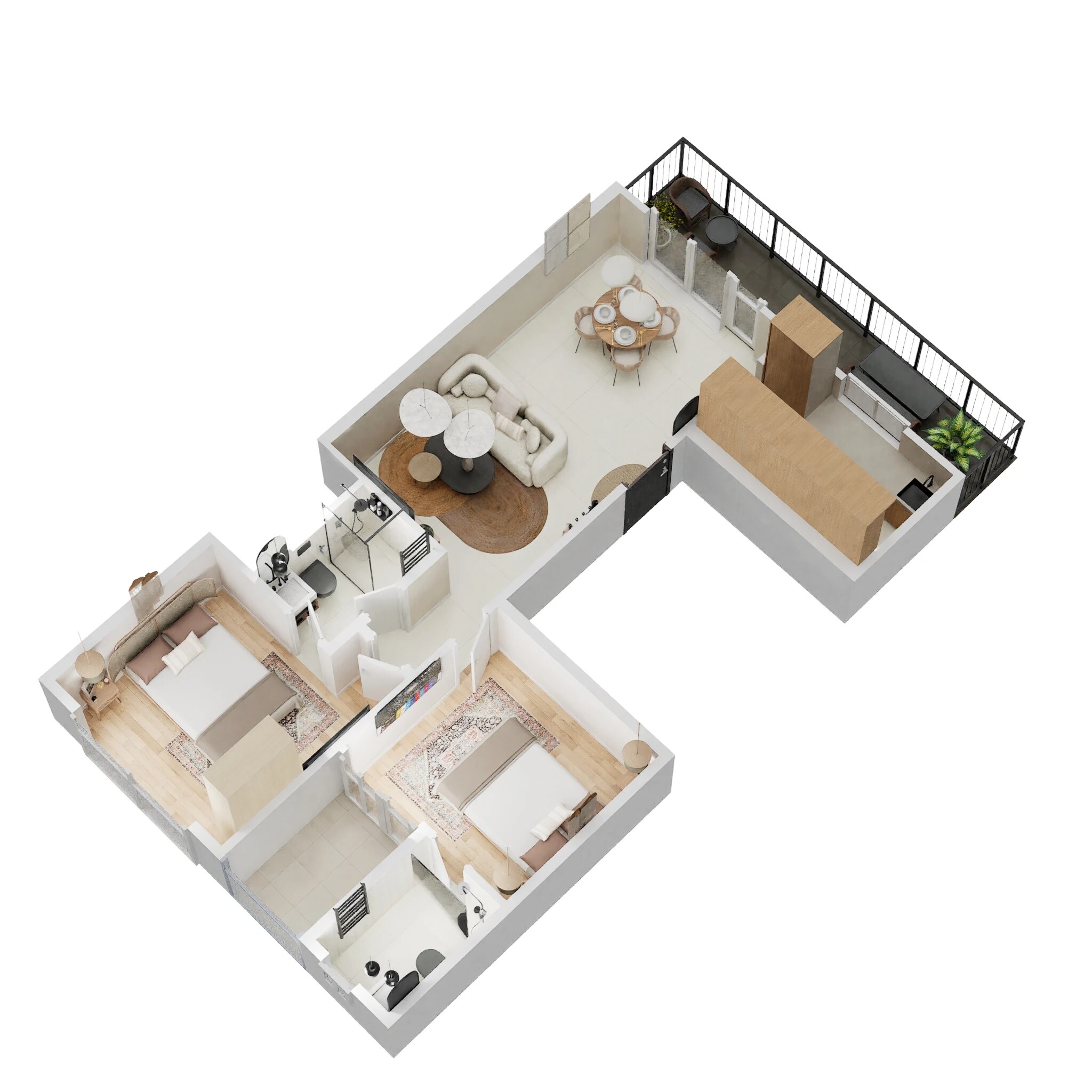 Floor plan of 2 BHK 1390 Sq. Ft. Ind Floor in Paras The Florett Enqlave, Gurgaon