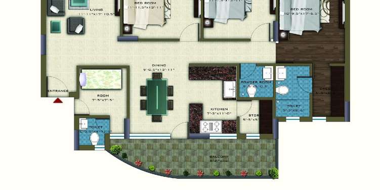 pareena coban residences apartment 3 bhk 1997sqft 20244624114625