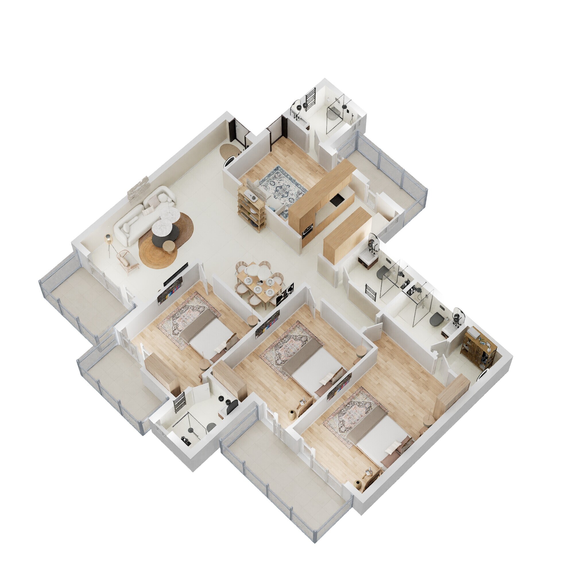 Floor plan of 3 BHK 1999 Sq. Ft. Apartment in Pareena Micasa, Gurgaon
