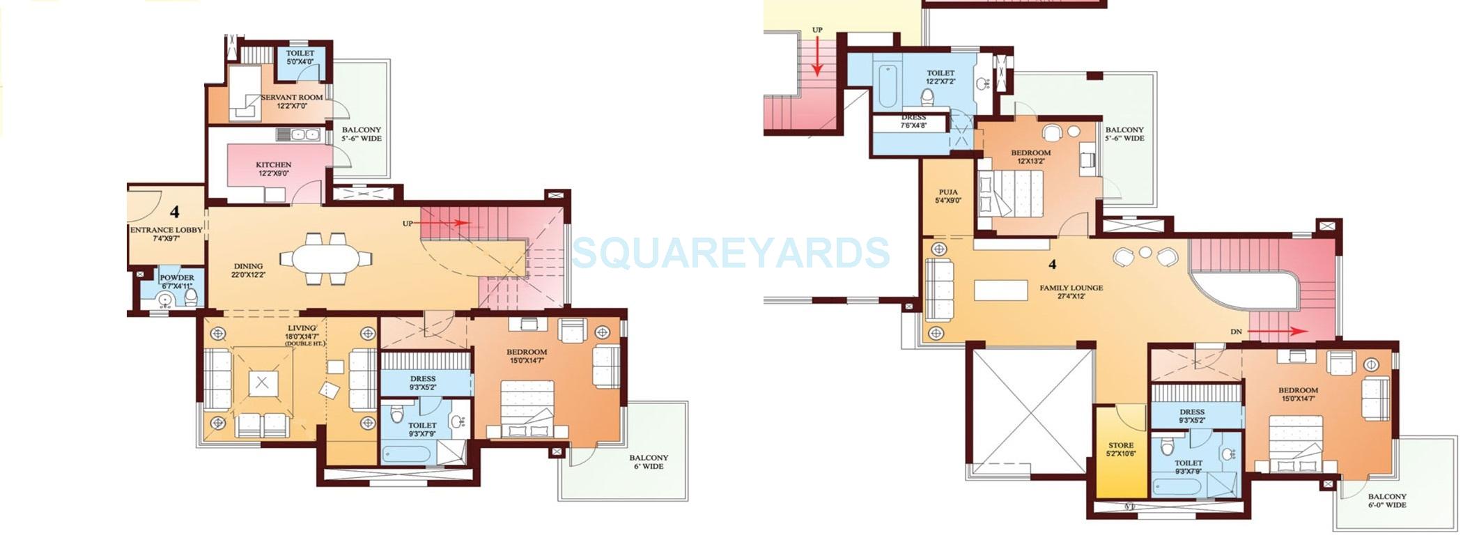 Floor plan of 3 BHK 4255 Sq. Ft. Apartment in Parsvnath Exotica, Gurgaon