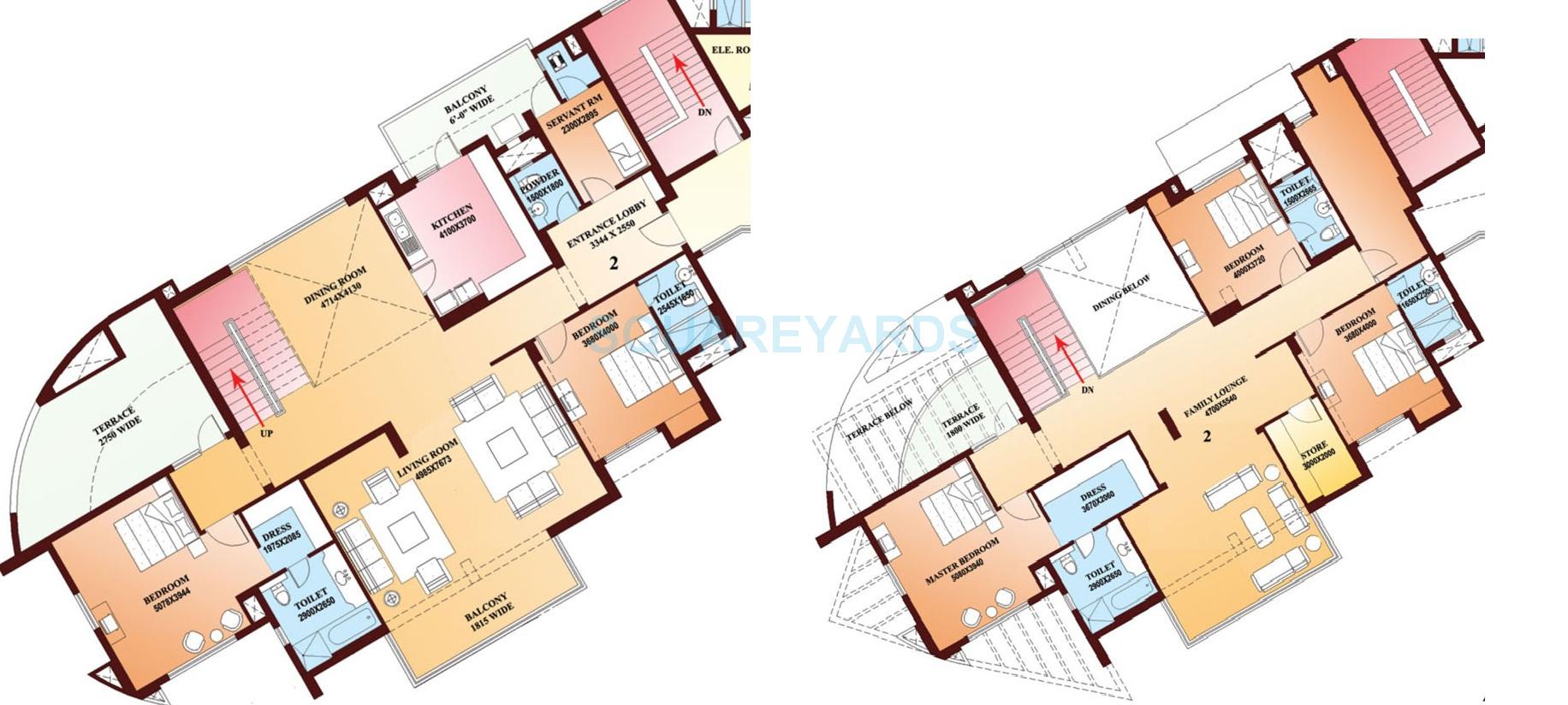 Floor plan of 5 BHK 6805 Sq. Ft. Penthouse in Parsvnath Exotica, Gurgaon