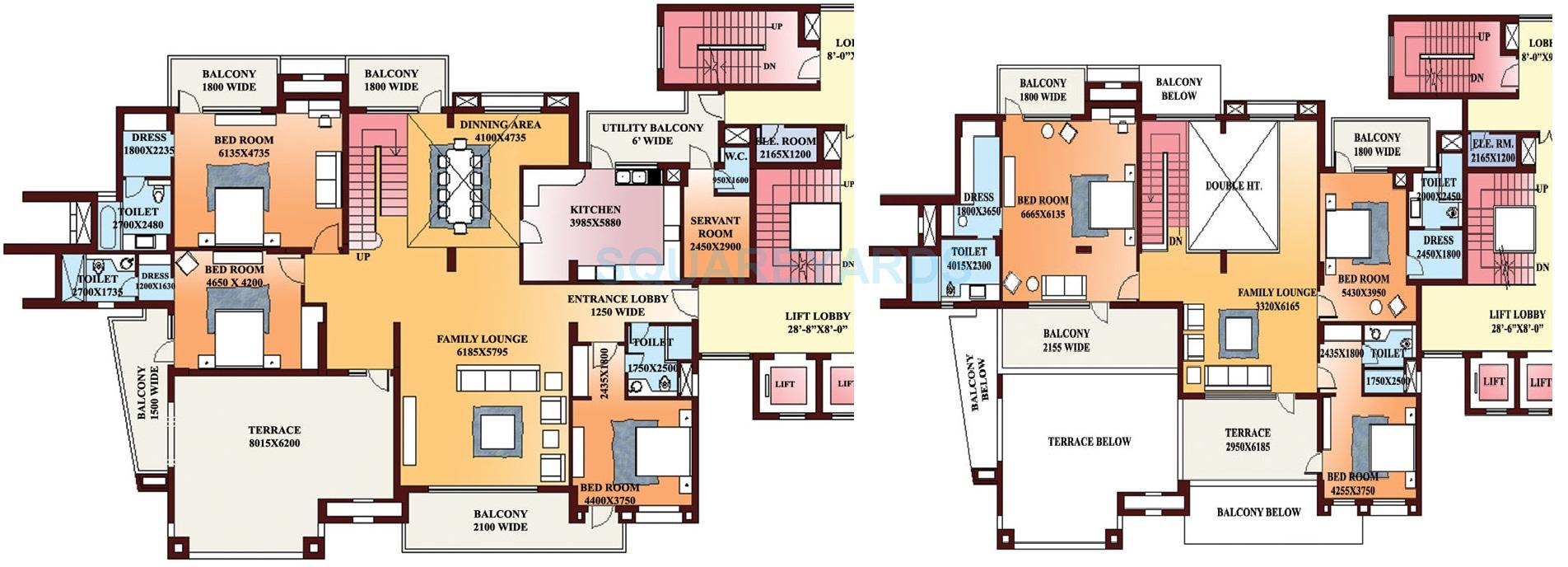 Floor plan of 6 BHK 8580 Sq. Ft. Penthouse in Parsvnath Exotica, Gurgaon