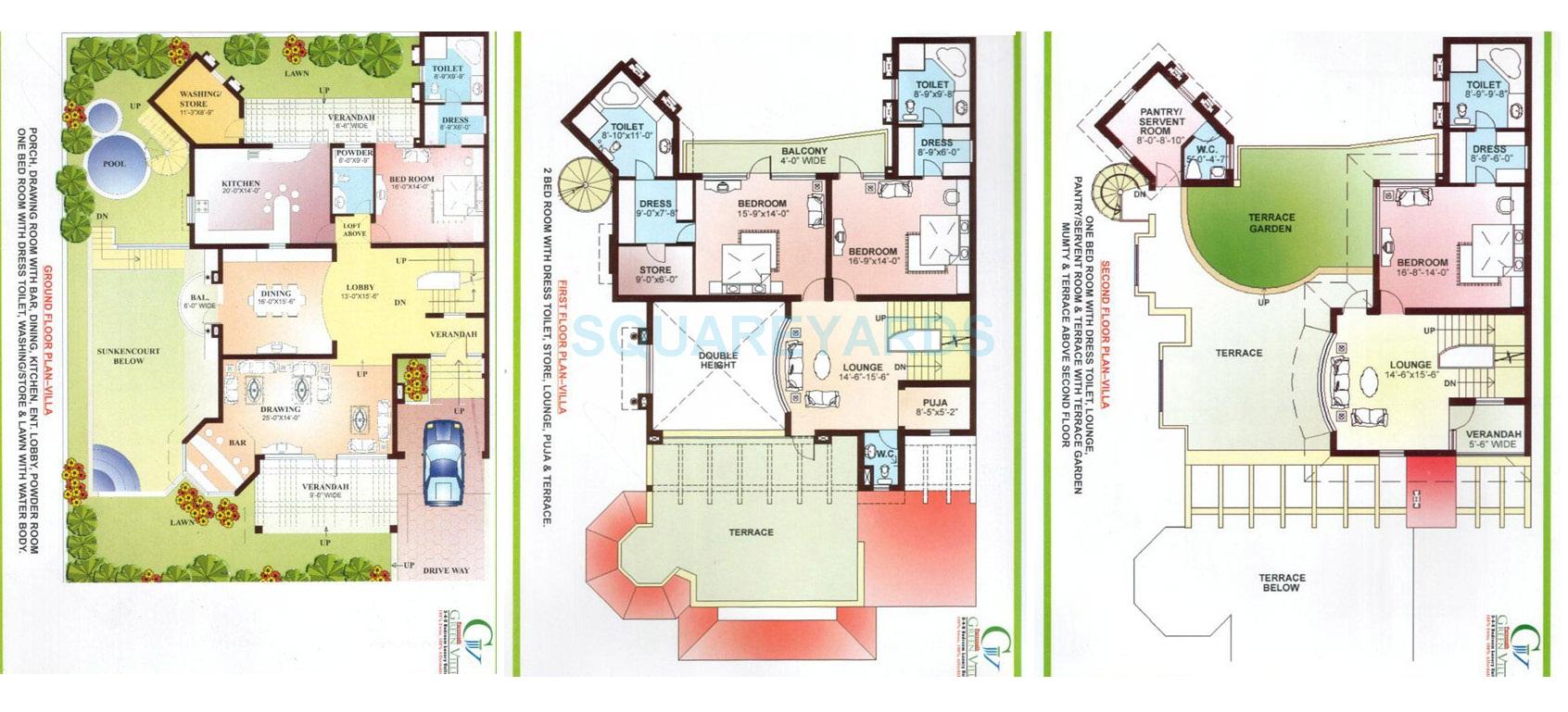 Floor plan of 4 BHK 7416 Sq. Ft. Villa in Parsvnath Green Ville, Gurgaon