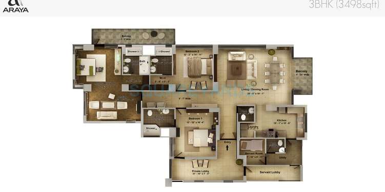 pioneer park araya apartment 3bhk sq 3498sqft 1