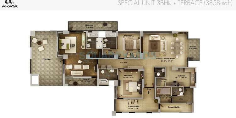 pioneer park araya apartment 3bhk sq terrace1 3858sqft 1