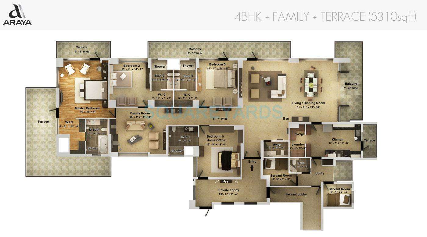 pioneer park araya apartment 4bhk family terrace 5310sqft 1
