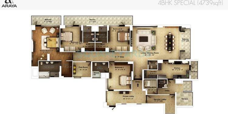 pioneer park araya apartment 4bhk special 4739sqft 1
