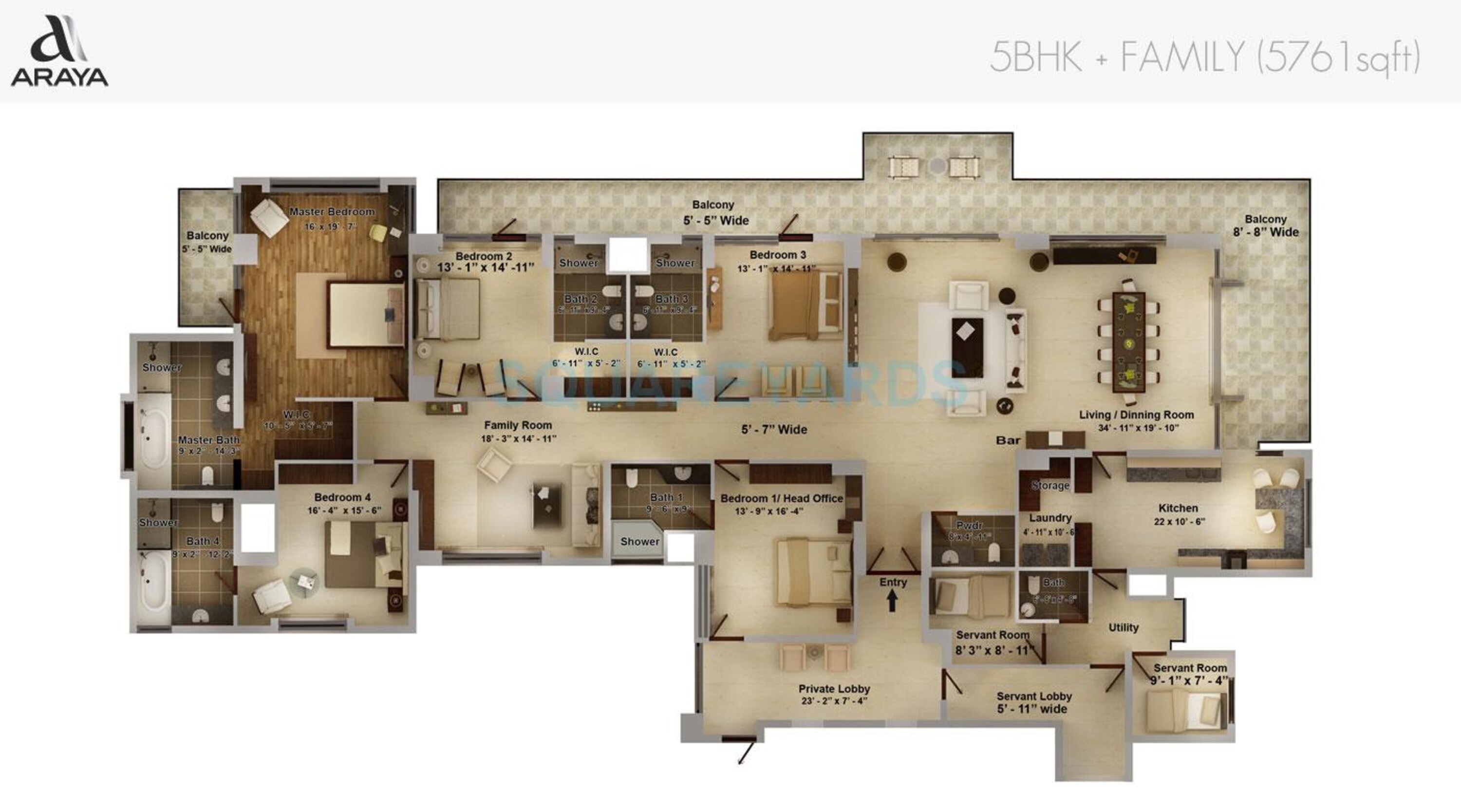 pioneer park araya apartment family 5bhk 5761sqft 1